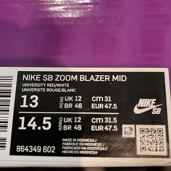 Nike SB Zoom Blazer Mid university Red/white Men’s sneakers - Picture 16 of 16